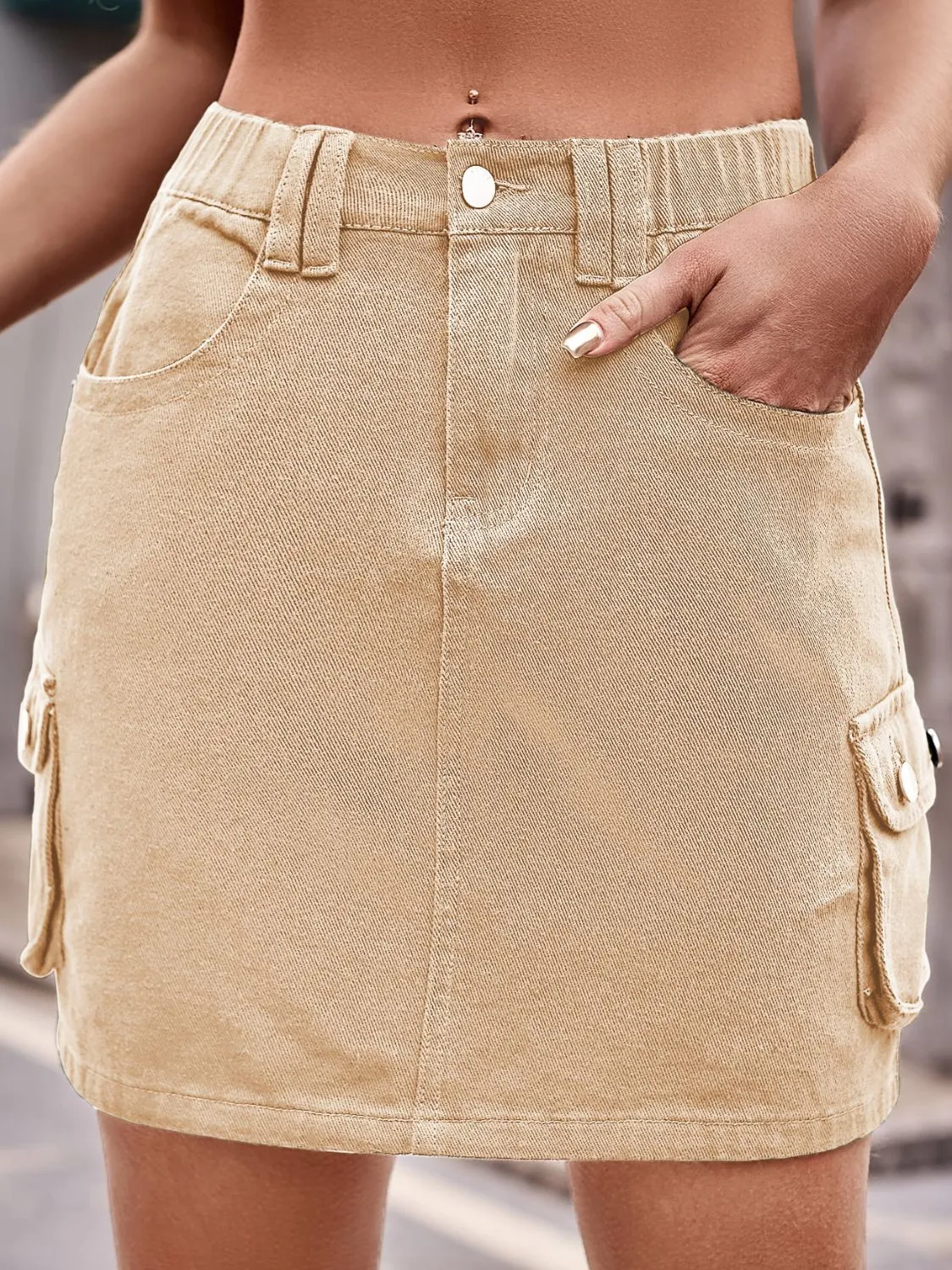 Denim Cargo Skirt ( 3 Colors. S - 2X )