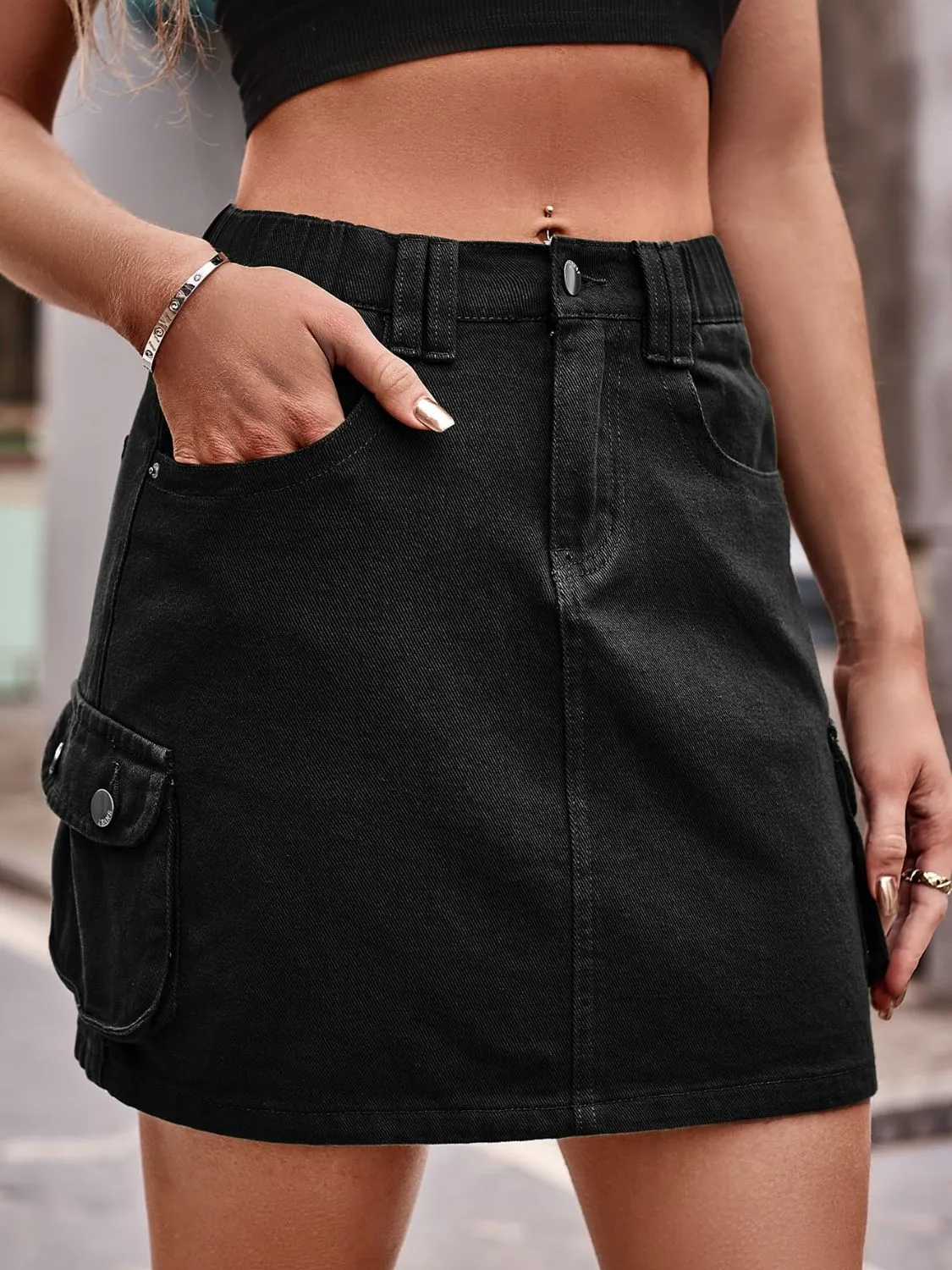 Denim Cargo Skirt ( 3 Colors. S - 2X )