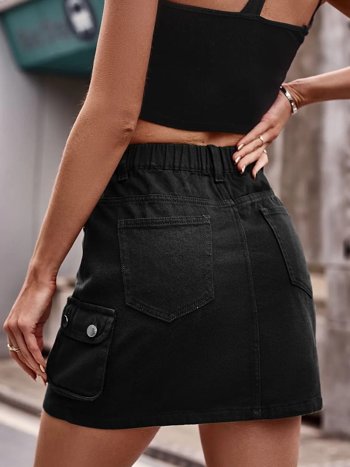 Denim Cargo Skirt ( 3 Colors. S - 2X )