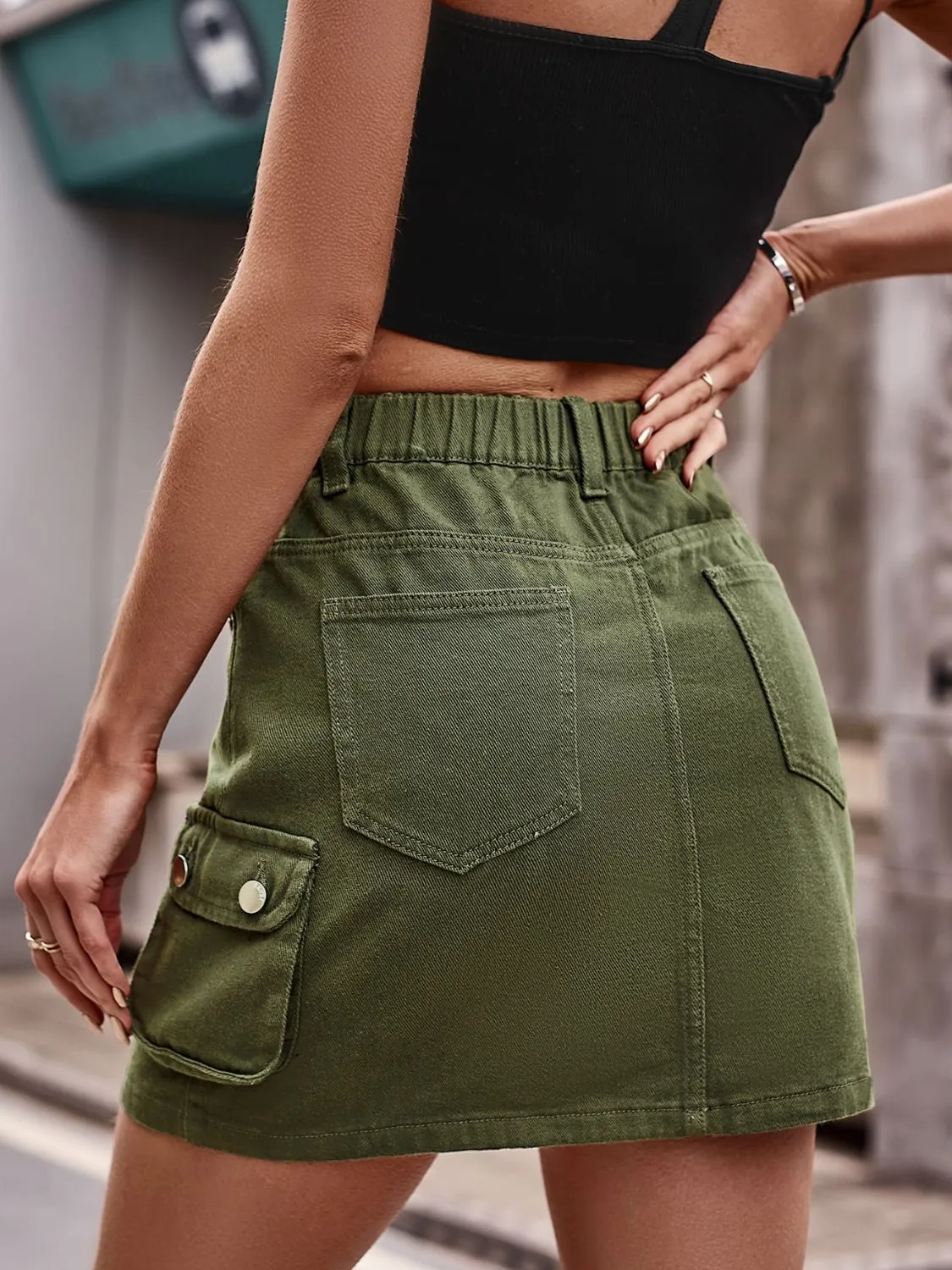 Denim Cargo Skirt ( 3 Colors. S - 2X )