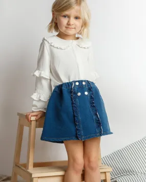 Denim Ruffle Short Skirt