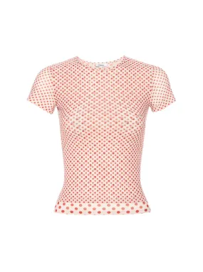 Double Mini Tee in White Polka Dot