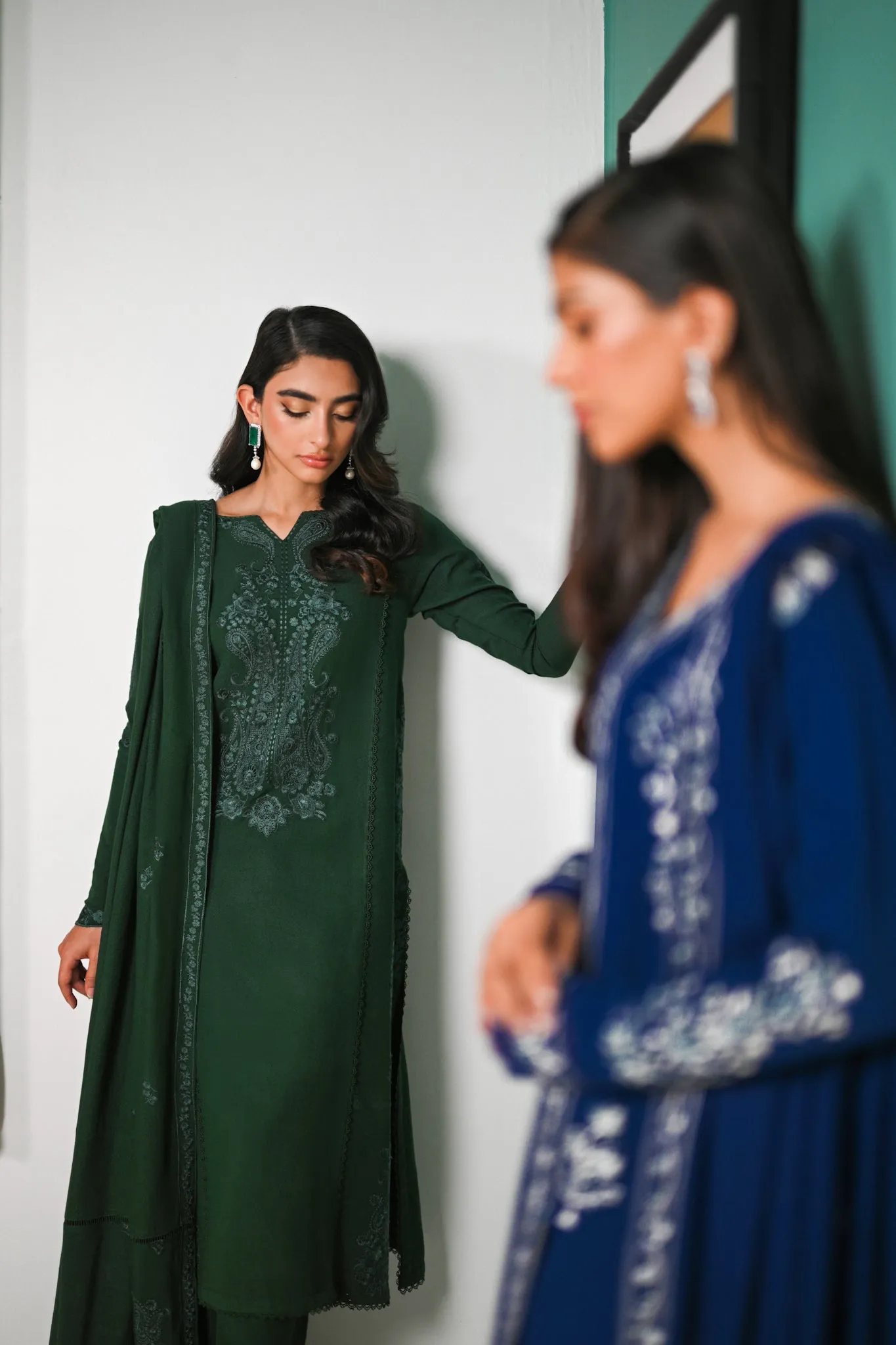 Premium Emerald Luxury Embroidered Karandi Set - NEL-23636