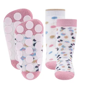 Ewers Leo and Dots Anti Slip Socks - Two Pairs 波波點&豹紋粒粒防滑襪 2對 (可穿鞋) - (9-12m/1-2Y)