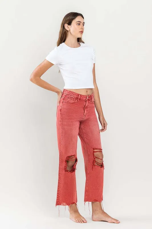 90s Vintage-Inspired High-Waisted Crop Flare Jeans for Women - Trendy Retro Distressed Denim