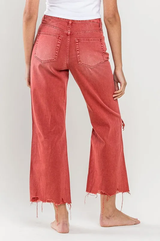 90s Vintage-Inspired High-Waisted Crop Flare Jeans for Women - Trendy Retro Distressed Denim