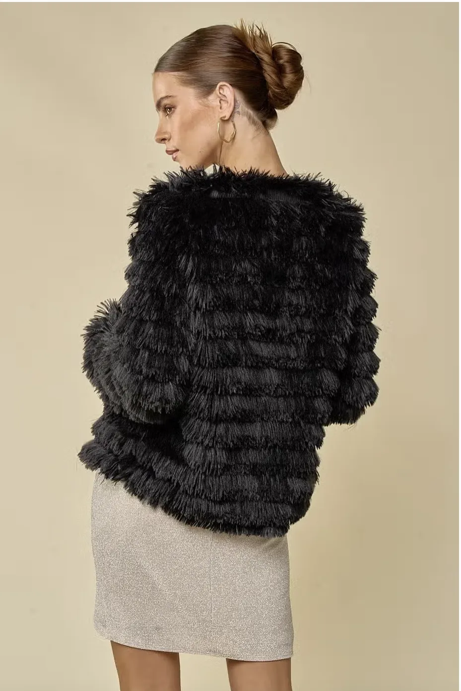 Faux Fur Open Front Jacket