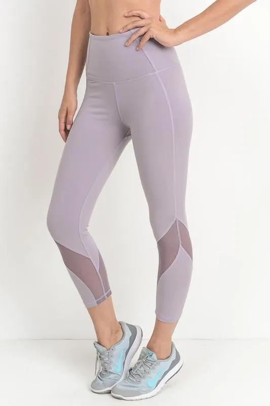 Final Sale - Active Hearts - Wave Mesh High Waist Sports Leggings in Lavender