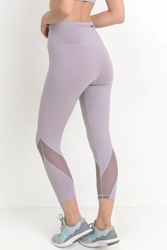 Final Sale - Active Hearts - Wave Mesh High Waist Sports Leggings in Lavender