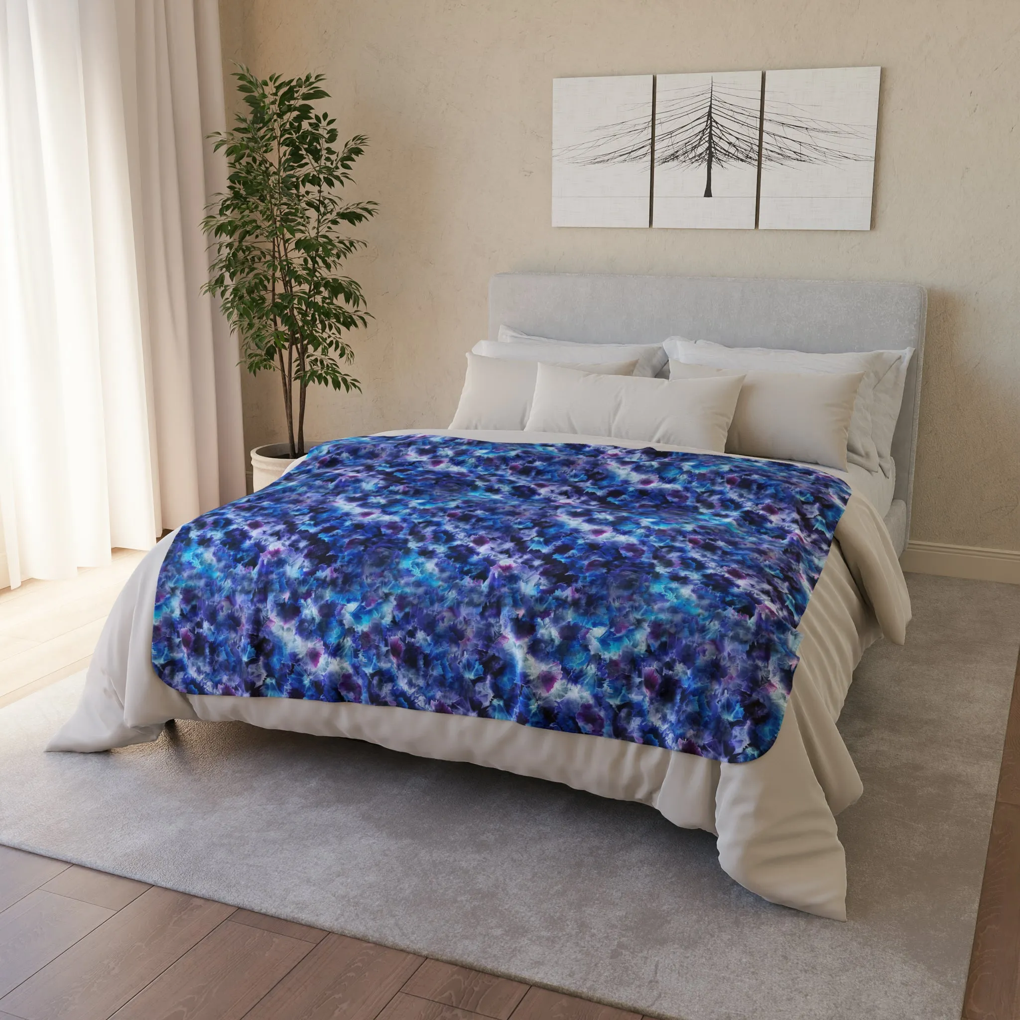 Fleece Sherpa Blanket - Blue Cosmos