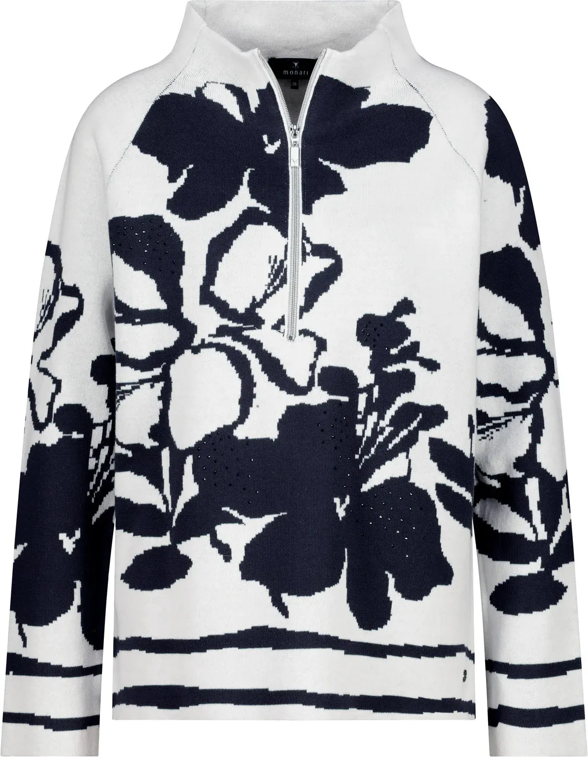 Floral Half zip Navy