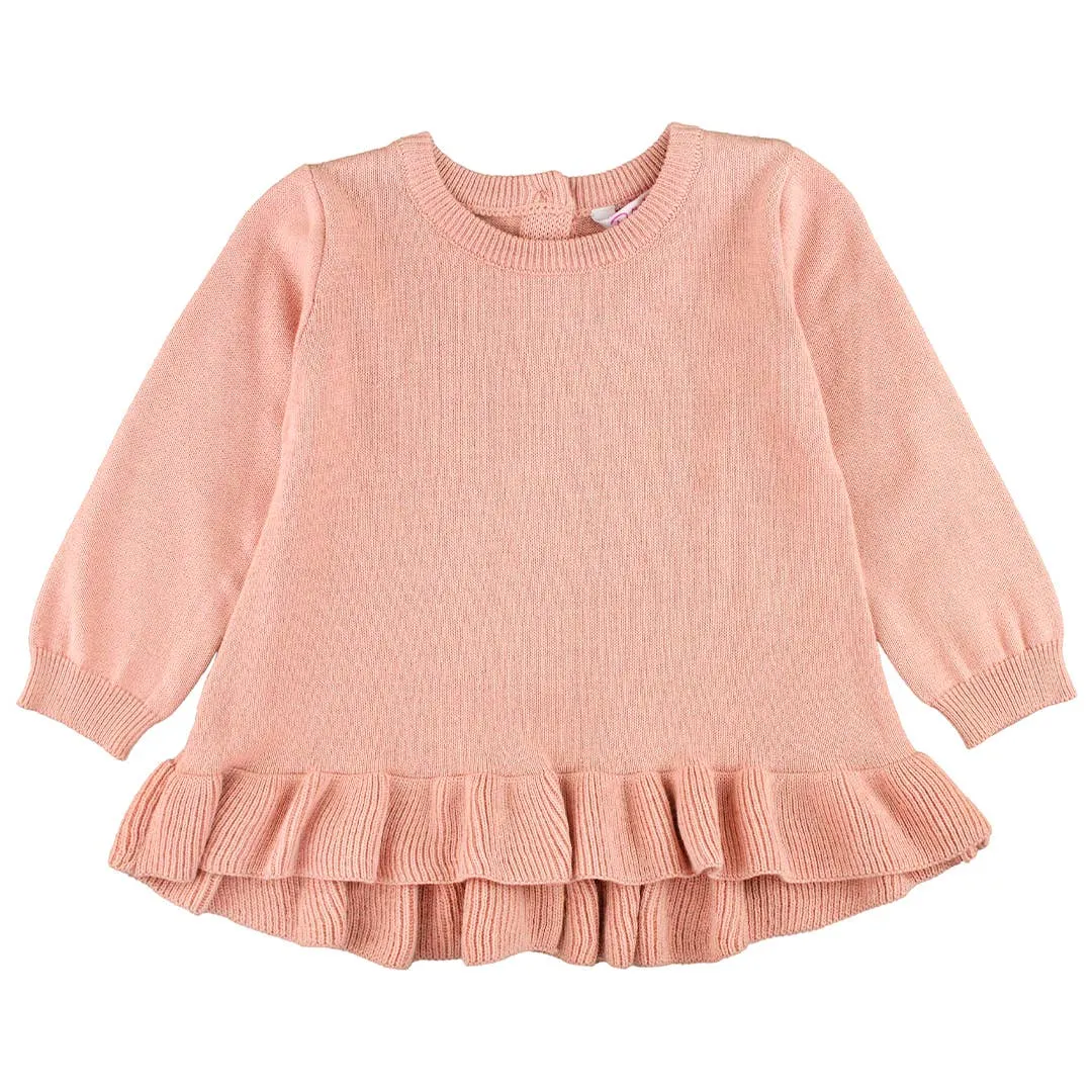 French Rose Ruffle Hem Sweater / Pink