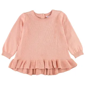 French Rose Ruffle Hem Sweater / Pink