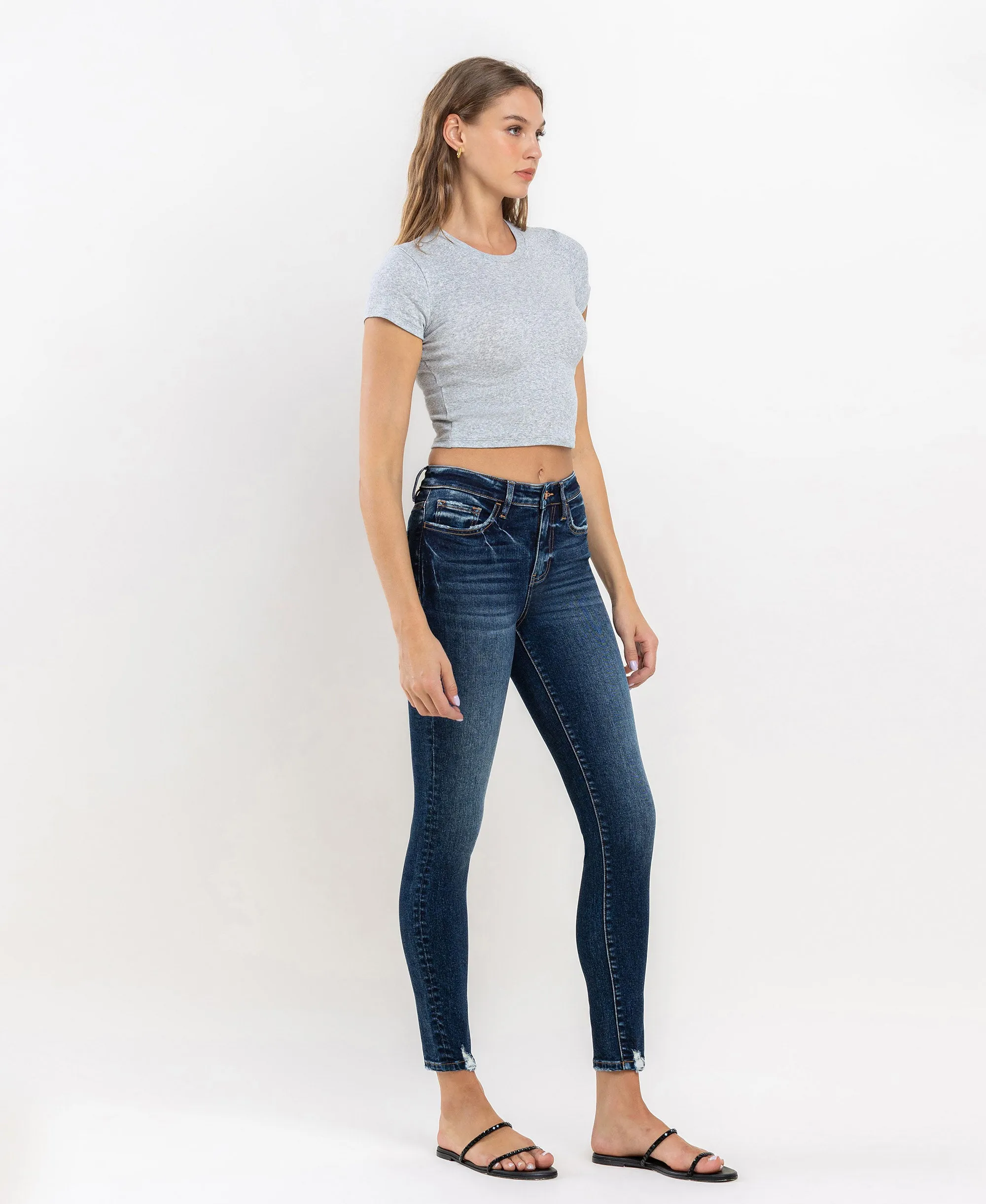 Fresh - High Rise Distressed Hem Ankle Skinny Jeans