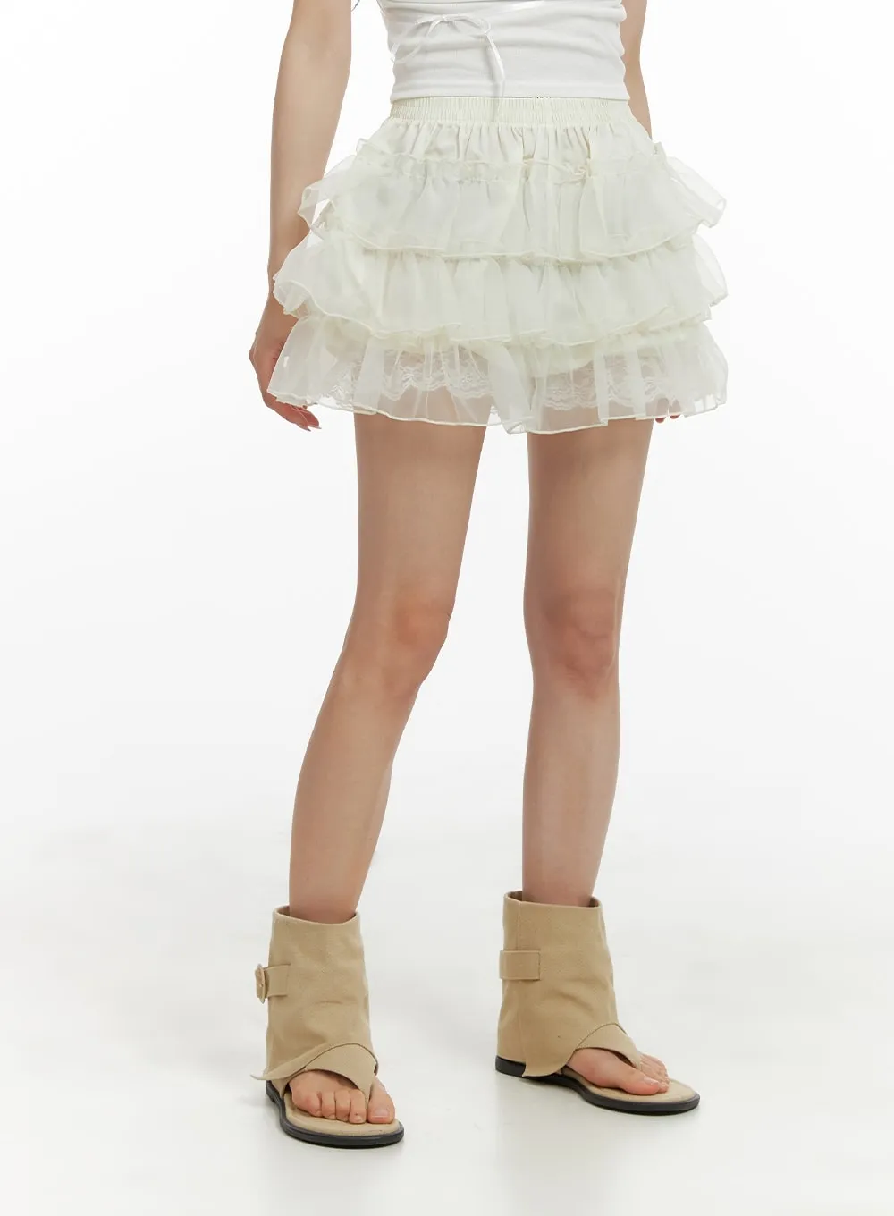 Frill Lace Banding Mini Skirt CM427