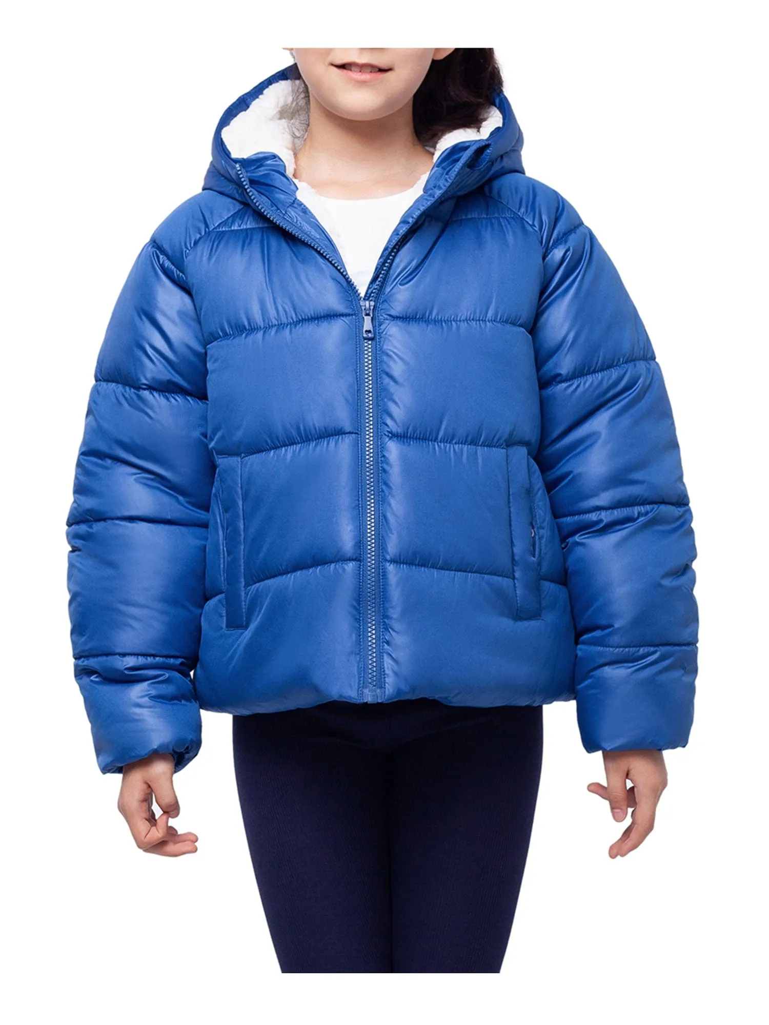 Girls' Heavyweight Puffer Jacket Sherpa Lined Bubble Coat