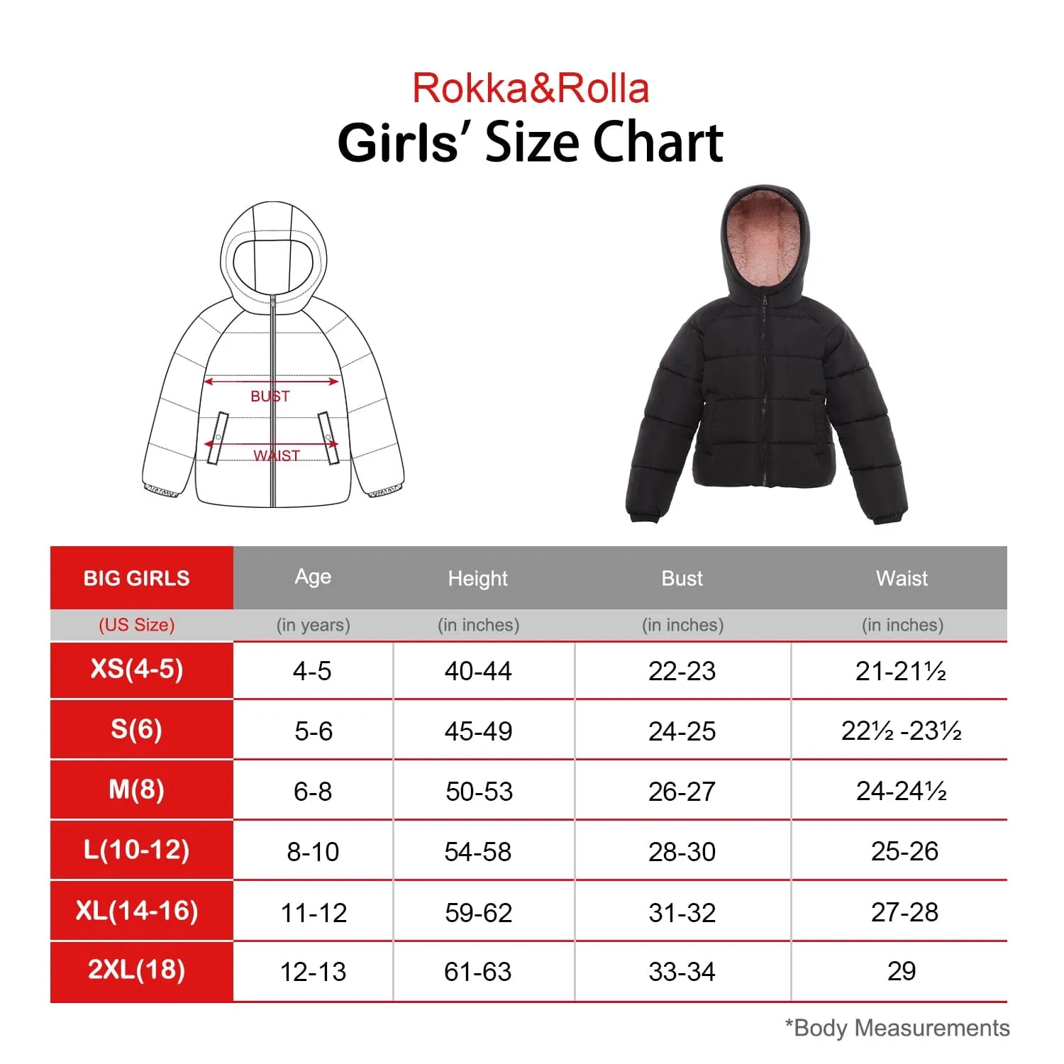 Girls' Heavyweight Puffer Jacket Sherpa Lined Bubble Coat