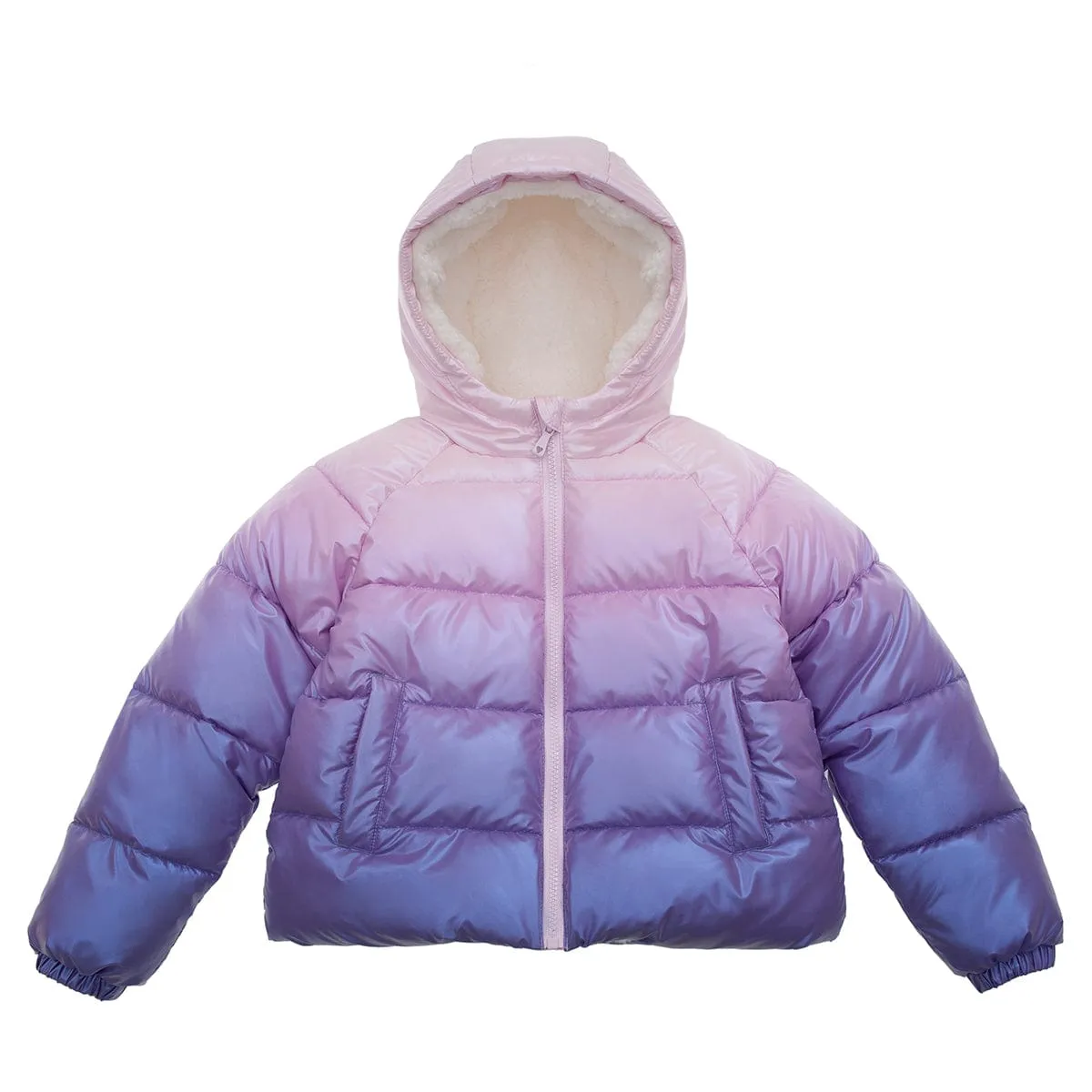 Girls' Heavyweight Puffer Jacket Sherpa Lined Bubble Coat