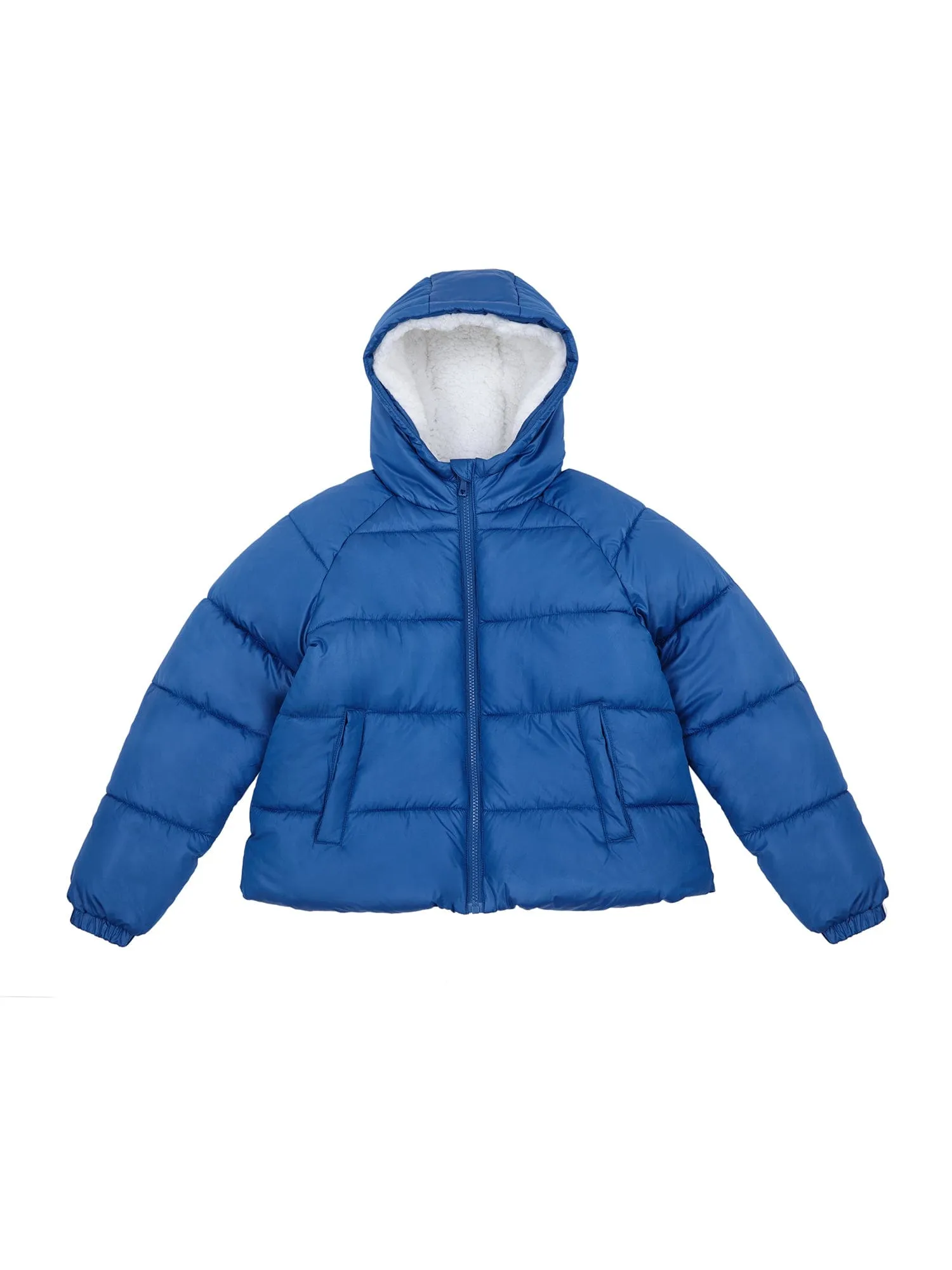 Girls' Heavyweight Puffer Jacket Sherpa Lined Bubble Coat