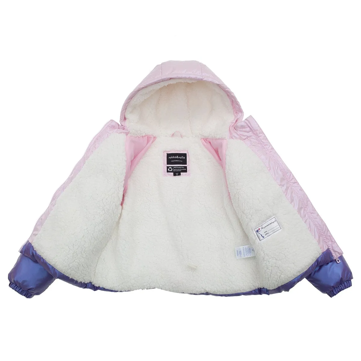 Girls' Heavyweight Puffer Jacket Sherpa Lined Bubble Coat