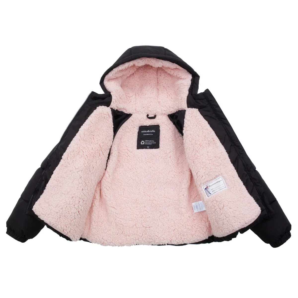 Girls' Heavyweight Puffer Jacket Sherpa Lined Bubble Coat