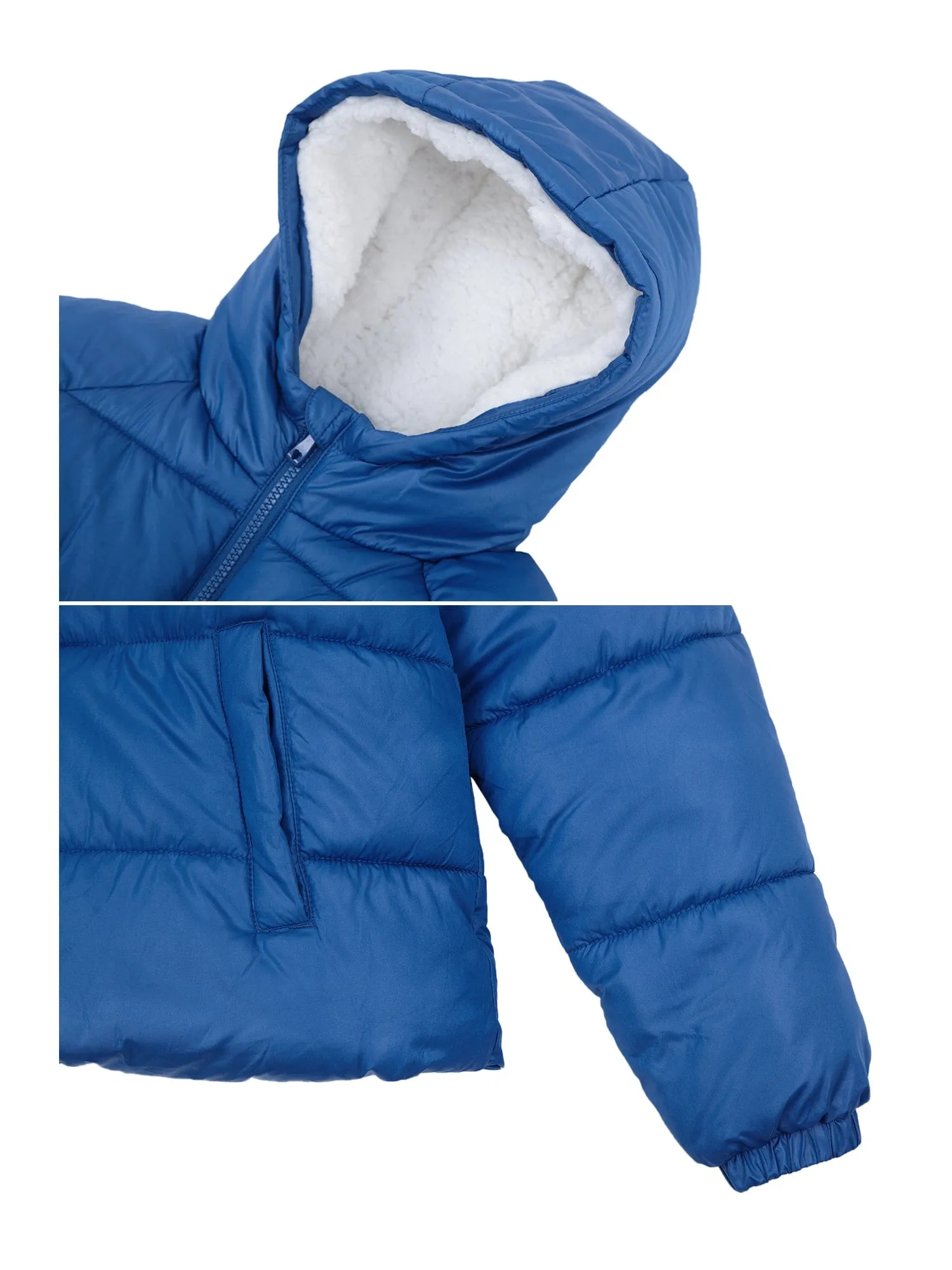 Girls' Heavyweight Puffer Jacket Sherpa Lined Bubble Coat