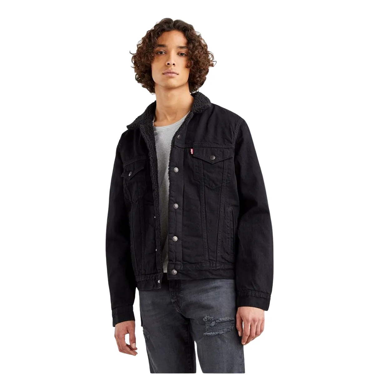 Giubbino Uomo Levi's Trucker Sherpa Nero