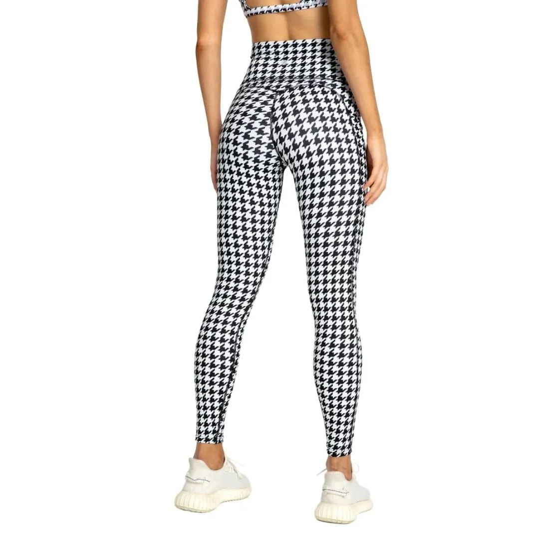 Hallie Houndstooth Print Side Pockets Leggings