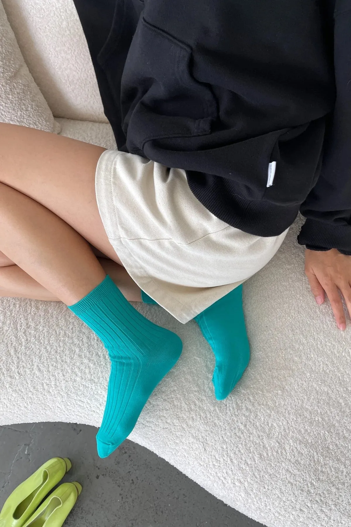 Her Socks in Turquoise