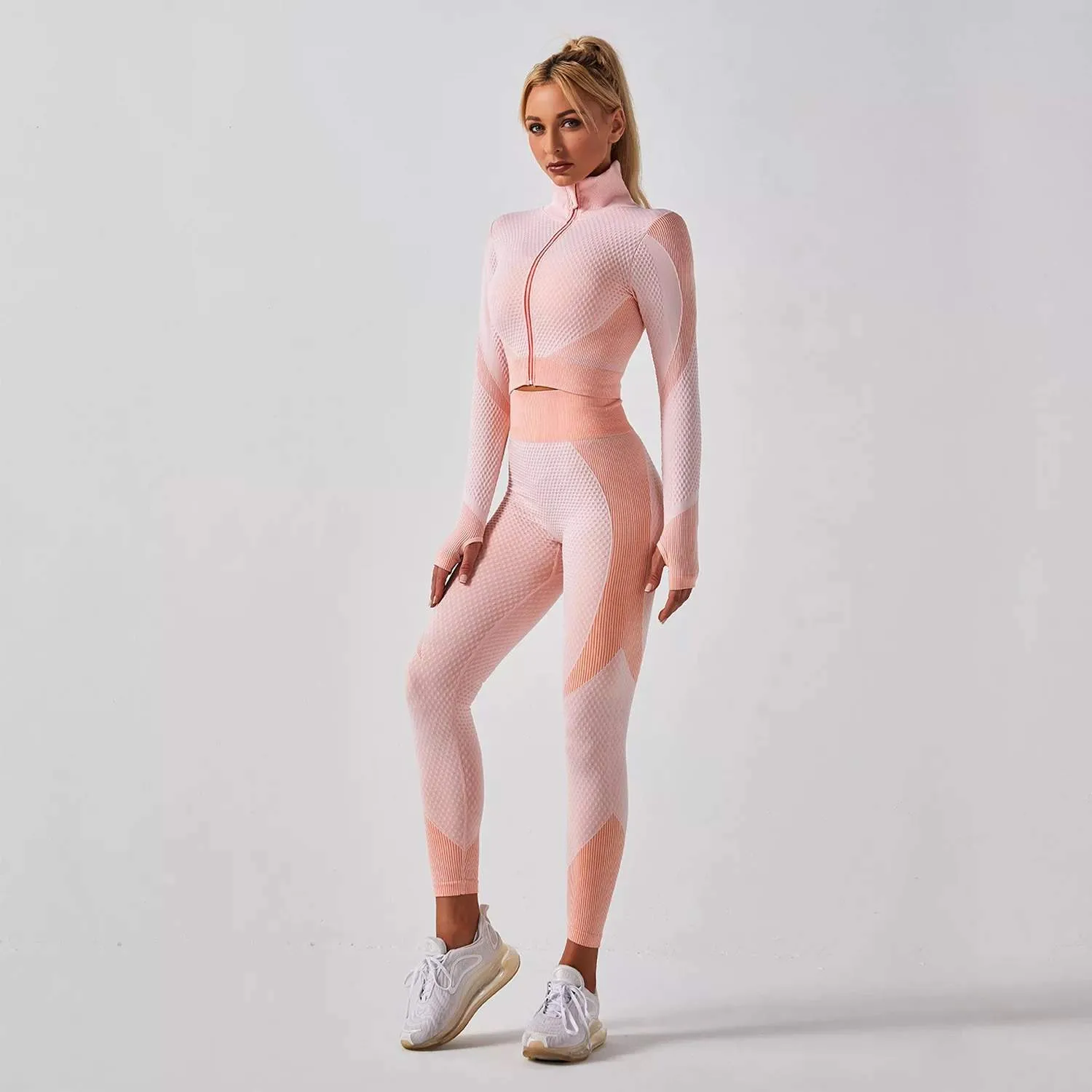 Honeycomb Leggings-Salmon