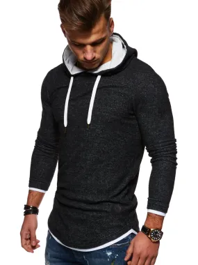 Hoodie Longline Schwarz 7426