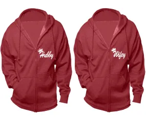 Hubby Wifey Couple Matching Zip Up Hoodies