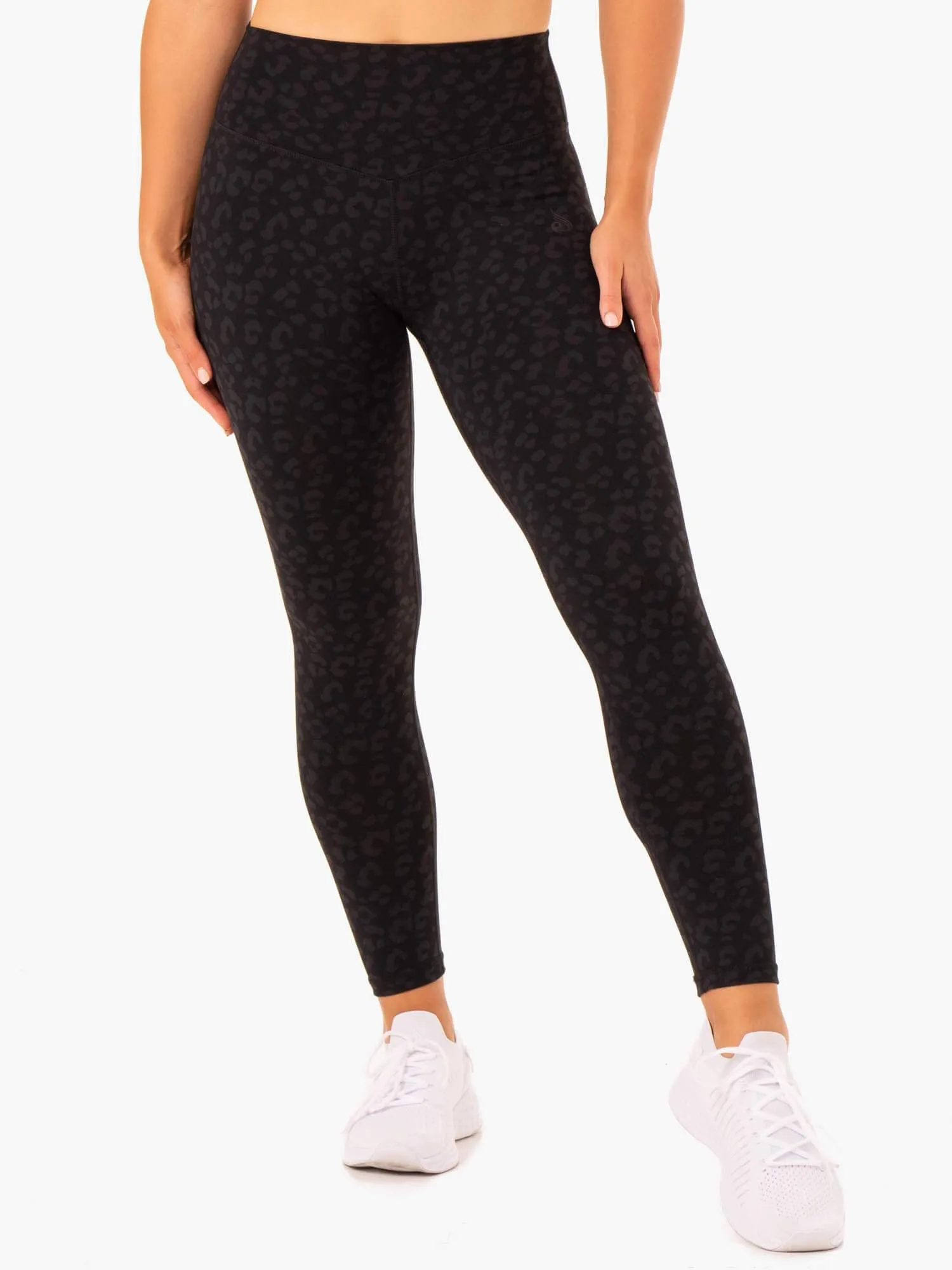 Hybrid Full Length Leggings - Black Leopard