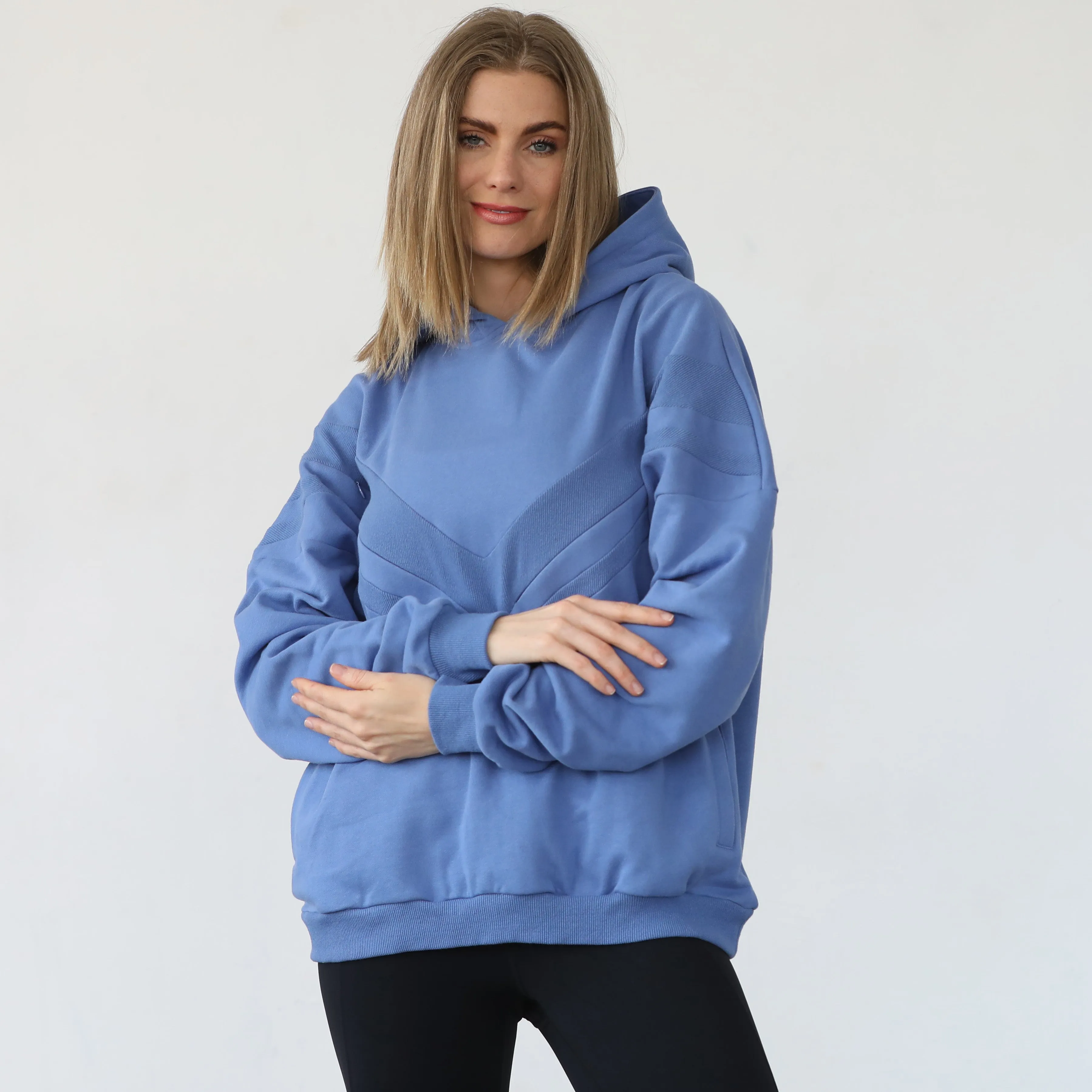 Isabella The Organic Oversized Nursing & Pregnancy Hoodie (Pitch Blue)