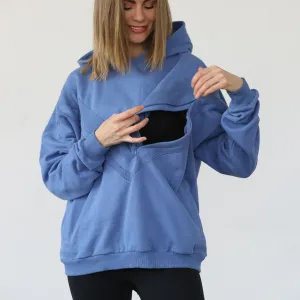 Isabella The Organic Oversized Nursing & Pregnancy Hoodie (Pitch Blue)