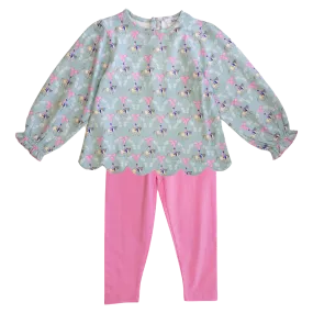 Girls Horse Print Legging Set by Ishtex - Cute Equestrian Outfit