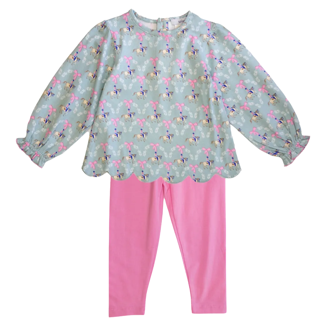 Girls Horse Print Legging Set by Ishtex - Cute Equestrian Outfit