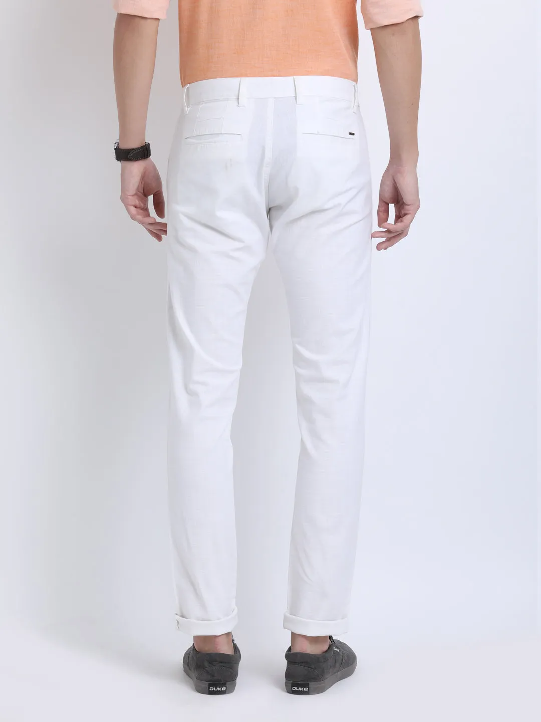 JDC Men White Solid Trouser