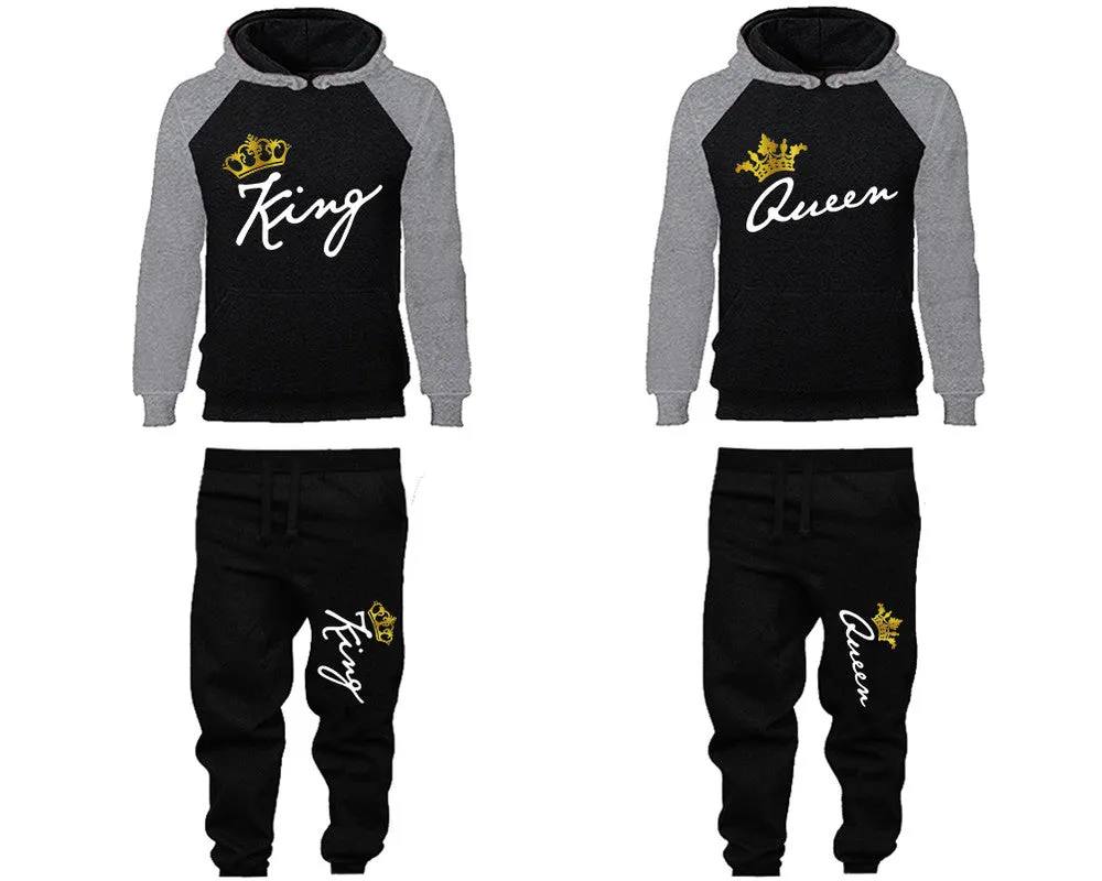 King Queen Couple Hoodies and Jogger Pants Top&Bottom Matching Sets