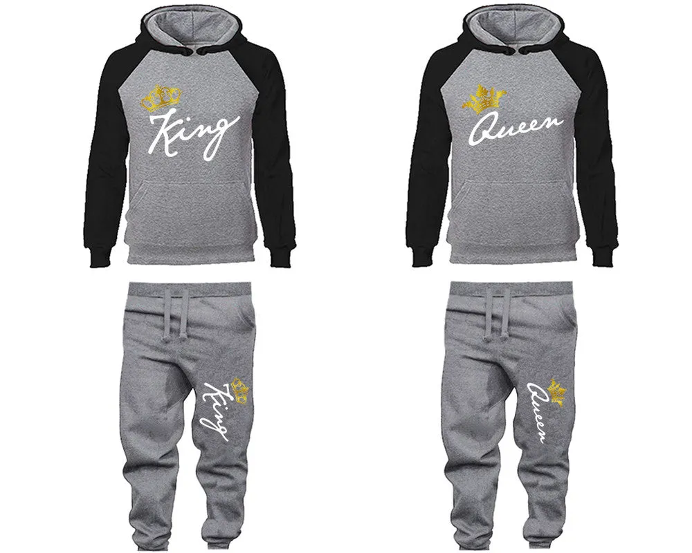 King Queen Couple Hoodies and Jogger Pants Top&Bottom Matching Sets