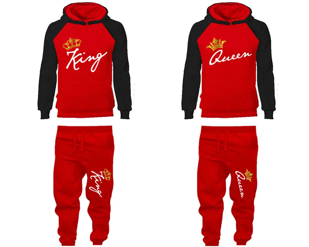 King Queen Couple Hoodies and Jogger Pants Top&Bottom Matching Sets