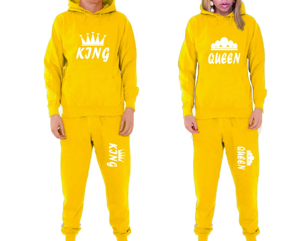 King Queen Couple Matching Hoodie and Jogger Pants Top&Bottom Sets