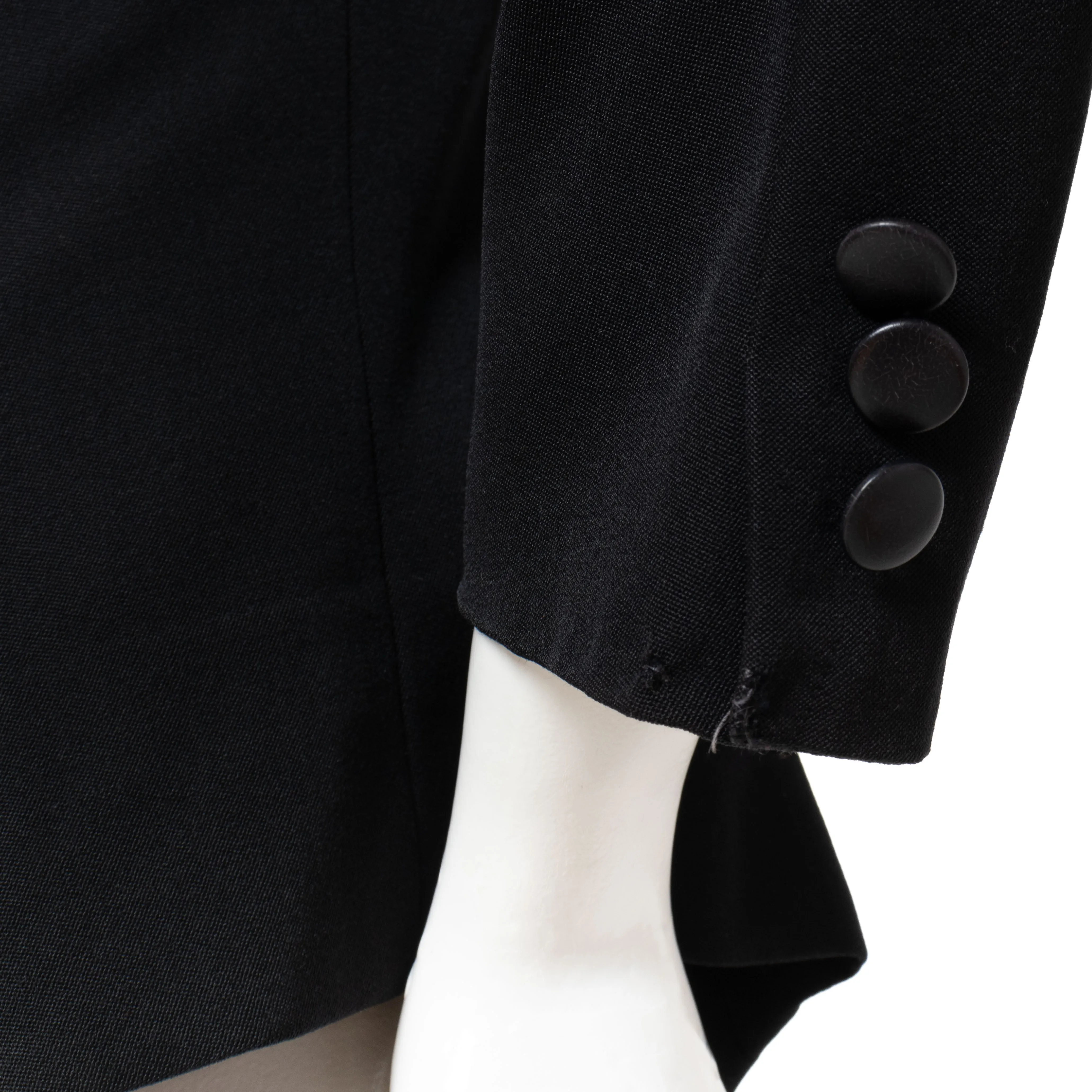 Late 1970s Women's Black Wool Smoking Tuxedo