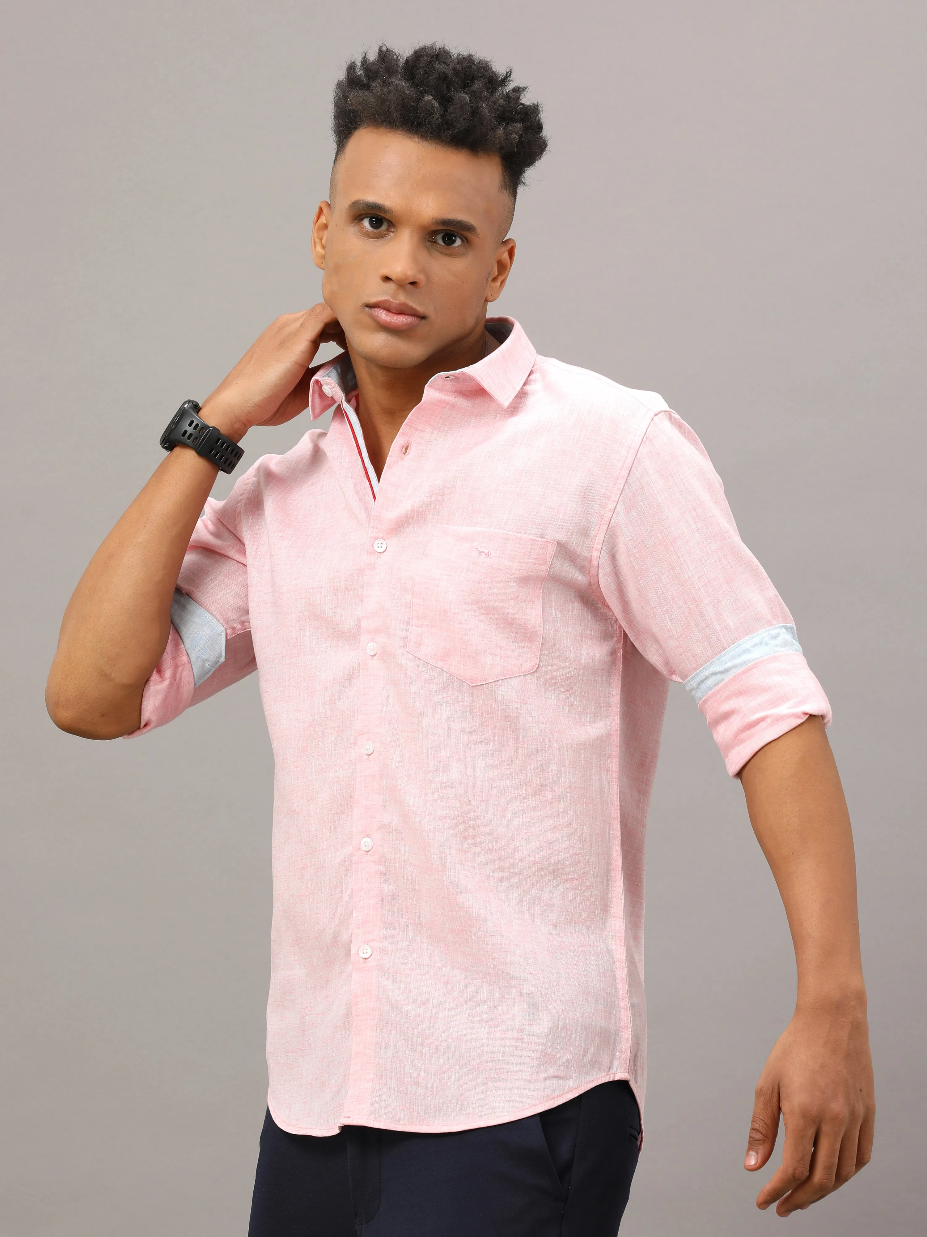 Light Pink Fit Linen Shirt