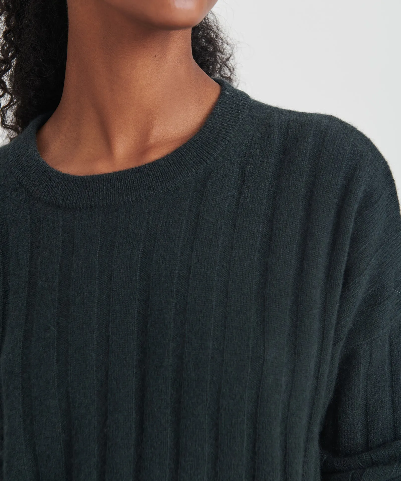 Lightweight Cashmere Ribbed Cropped Sweater