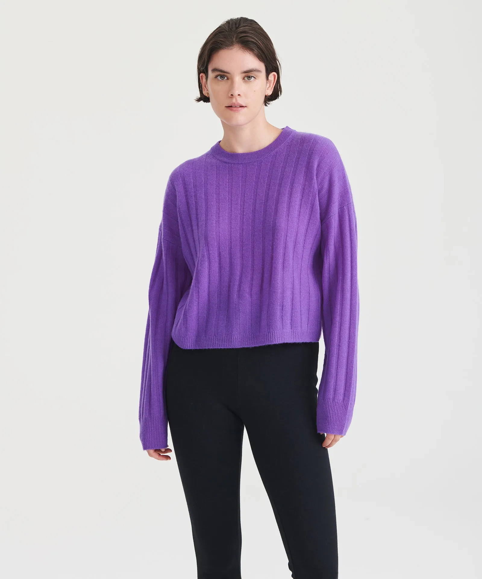 Lightweight Cashmere Ribbed Cropped Sweater