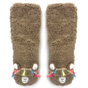 Llama Call You Plush Slipper Socks