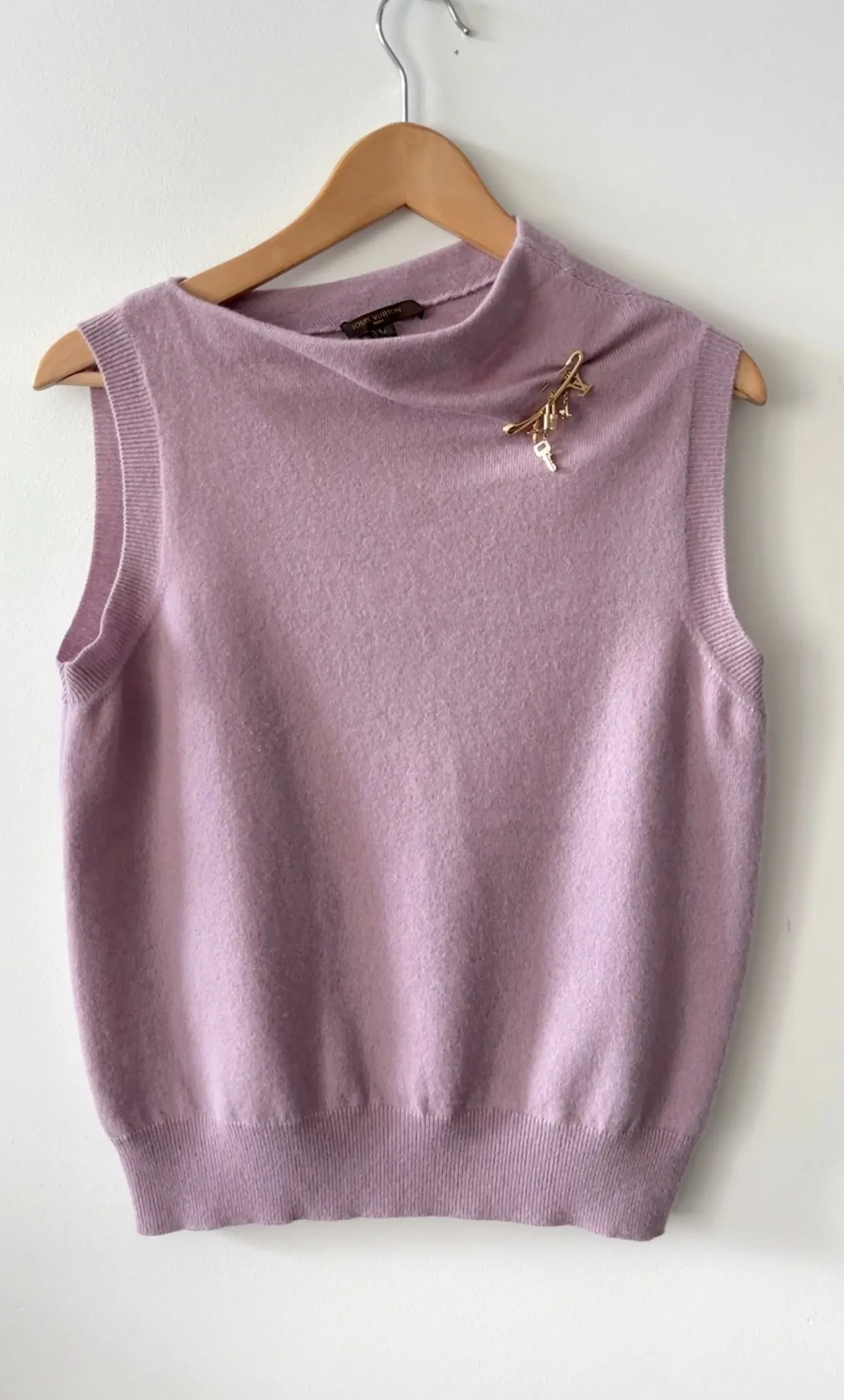 Louis Vuitton Lilac Purple Cashmere Sleeveless Sweater with Pin - S / M