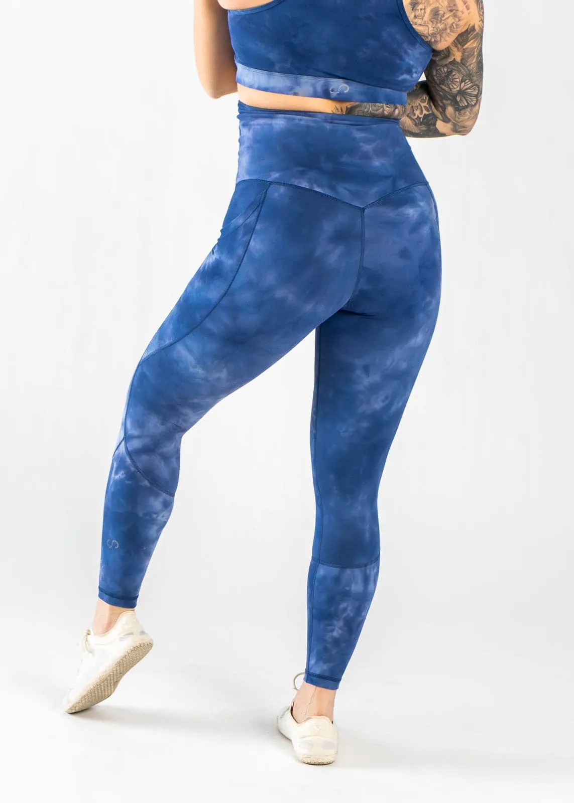 Maternity Leggings With Pockets | Blue Tie-Dye