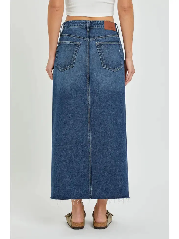 Maxi Denim Skirt Mid Blue Wash